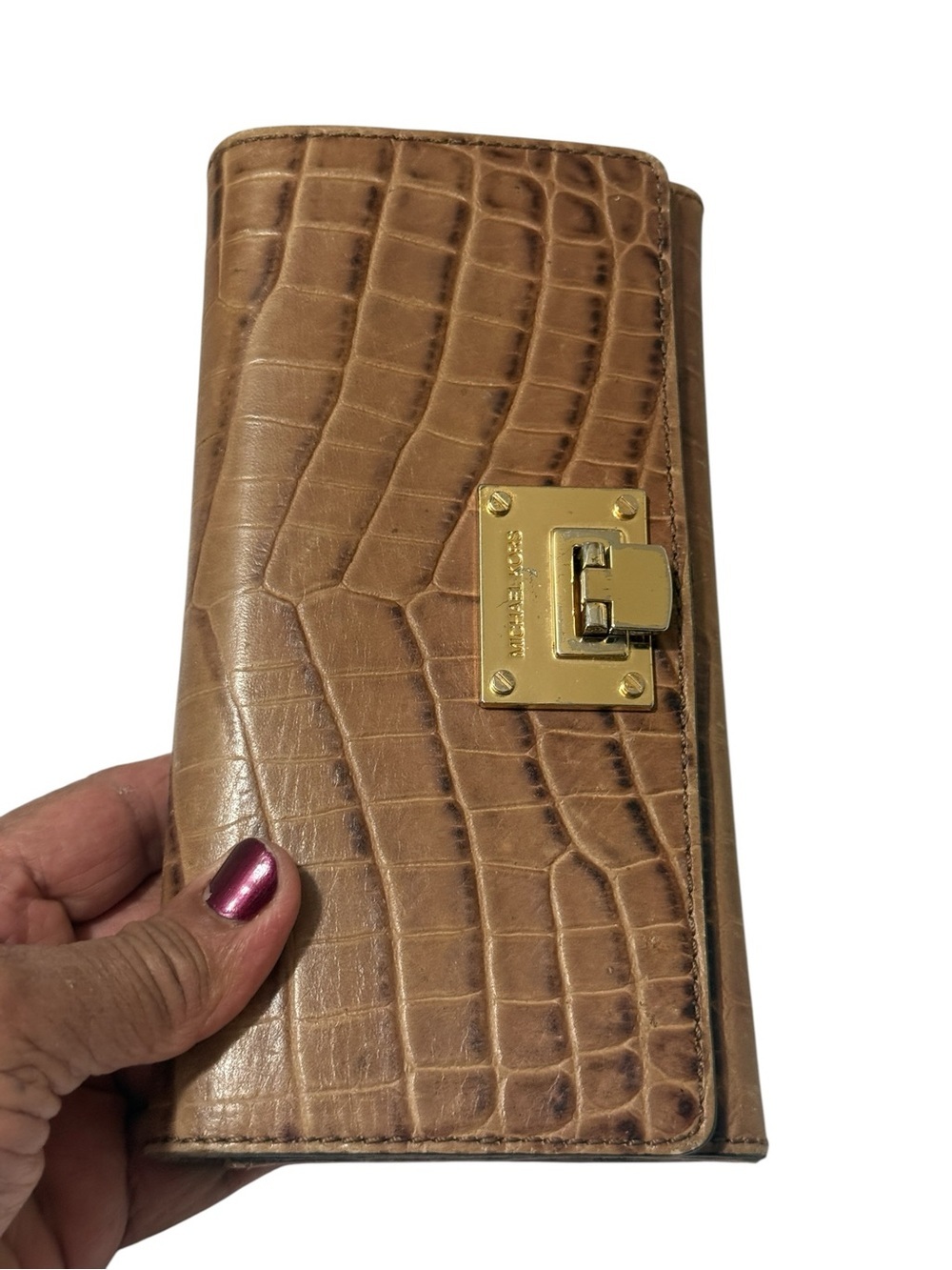 Michael Kors Brown Croc-Embossed Leather Wallet in good condition - Picture 7 of 16